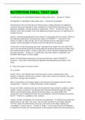 NUTRITION FINAL TEST Q&A