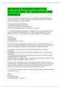 NUTRITION NURSING PRACTICE EXAM REVIEW SET QUESTIONS AND ANSWERS