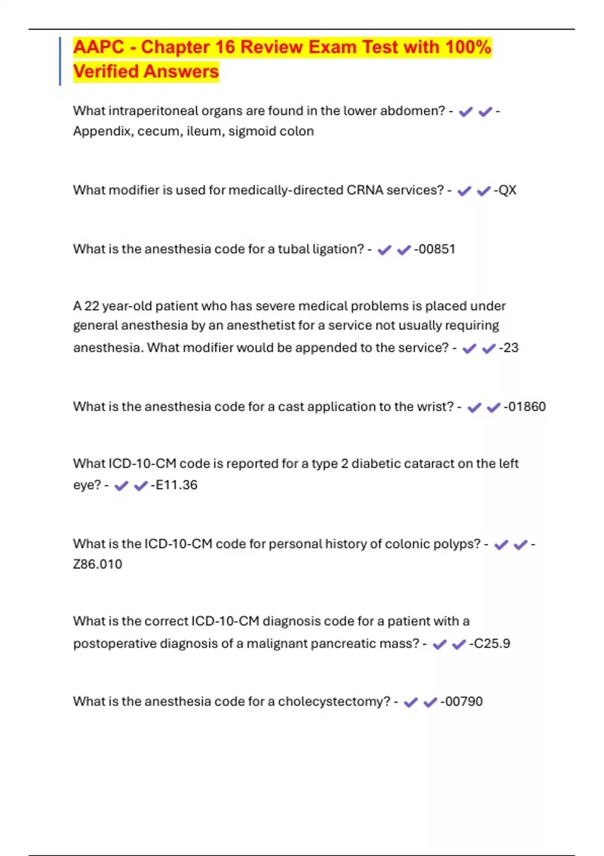 AAPC - Chapter 16 Review Exam Test with 100% Verified Answers - AAPC - Chapter 16 - Stuvia US