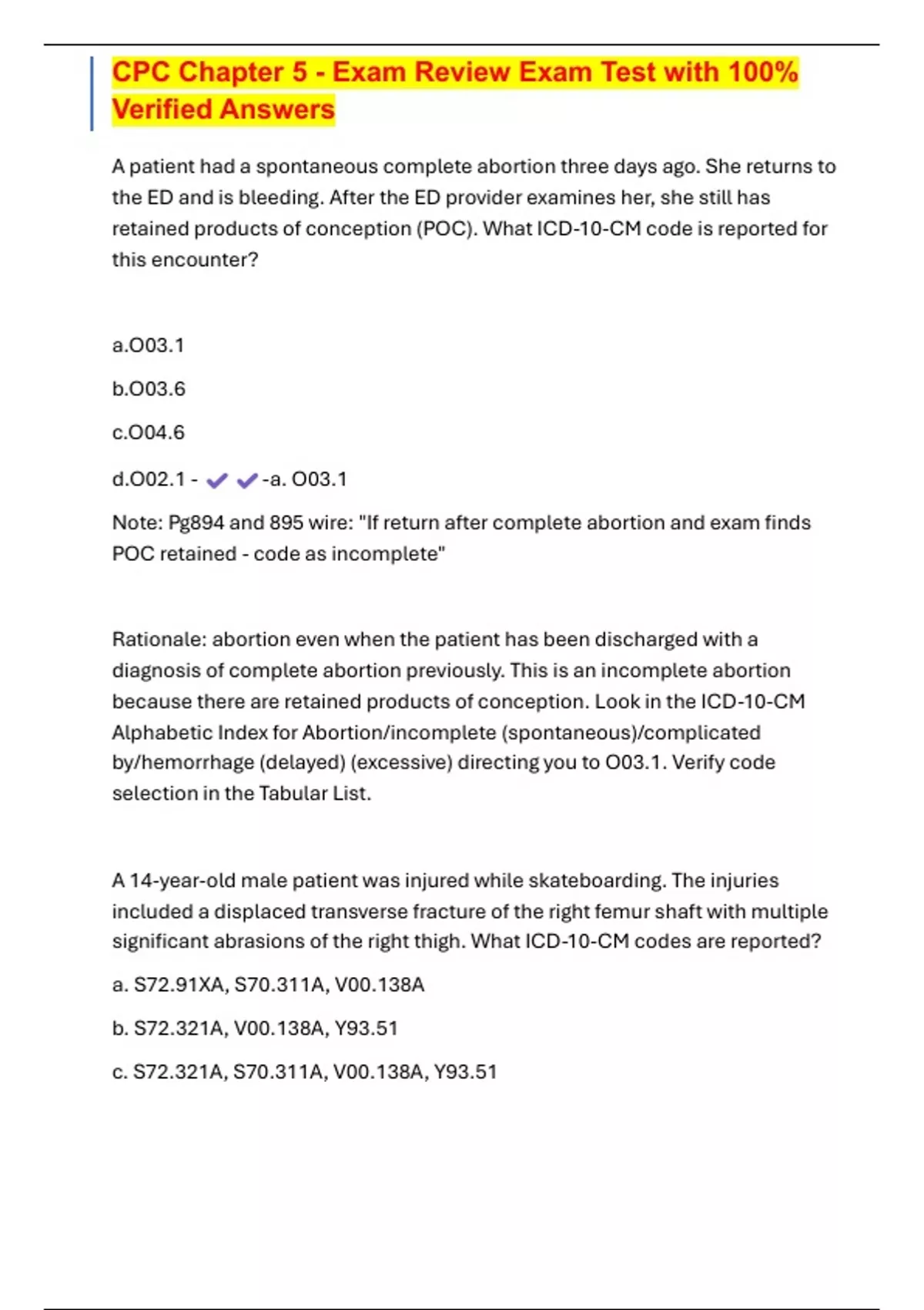 CPC Chapter 5 - Exam Review Exam Test with 100% Verified Answers - CPC ...