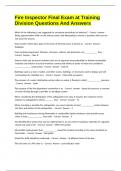 Fire Inspector Final Exam at Training Division Questions And Answers&period;