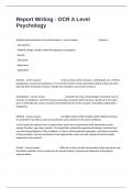 Report Writing - OCR A Level Psychology Real Exam Prep Questions And Correct Answers With Detailed Rationales
