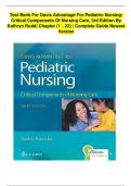 Test Bank Davis Advantage for Pediatric Nursing The Critical Components of Nursing Care 3rd Edition by Kathryn Rudd Chapter 1-22&vert;&vert; Latest Version