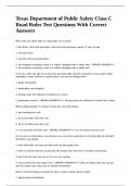 Texas Department of Public Safety Class C Road Rules Test Questions With Correct Answers