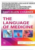 TEST BANK FOR THE LANGUAGE OF MEDICINE 13TH EDITION BY DAVI-ELLEN CHABNER ALL CHAPTERS