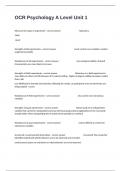OCR Psychology A Level Unit 1 Certification  Exam Questions And Answers&vert; Download&period;
