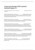  a-level psychology OCR research methods &lpar;paper 1&rpar; actual exam questions and 100&percnt; verified correct answers graded a&plus;&period;