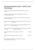  Inferential statistics tests - OCR A Level Psychology Exam Latest Version Complete Questions And Correct Answers&vert; A&plus; Graded&period;