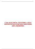 C-201 ELECTRICAL SSYSTEMS 1 SACA CERTIFICATION EXAM 2025 QUESTIONS 100&percnt; ANSWERED&period;