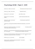 Psychology GCSE - Paper 2 &ndash; OCR Advanced Test Questions And Correct Detailed Answers