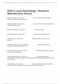  OCR A Level Psychology - Research Methods &lbrack;Key Terms&rsqb; Final Exam Questions And Answers Guaranteed Pass&period;