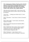 NNU- Fundamentals of Wellness Final Exam FALL 2025 All questions from the physical study guide handed out in class&period; All answers taken from the 15th Edition class textbook&period; Keywords&colon; Gall&comma; Fundies&comma; NNU&comma; Nazarene&comma; Exam&comma; Health&comma; Wellness&comma; Mick&comma; Questions Wit