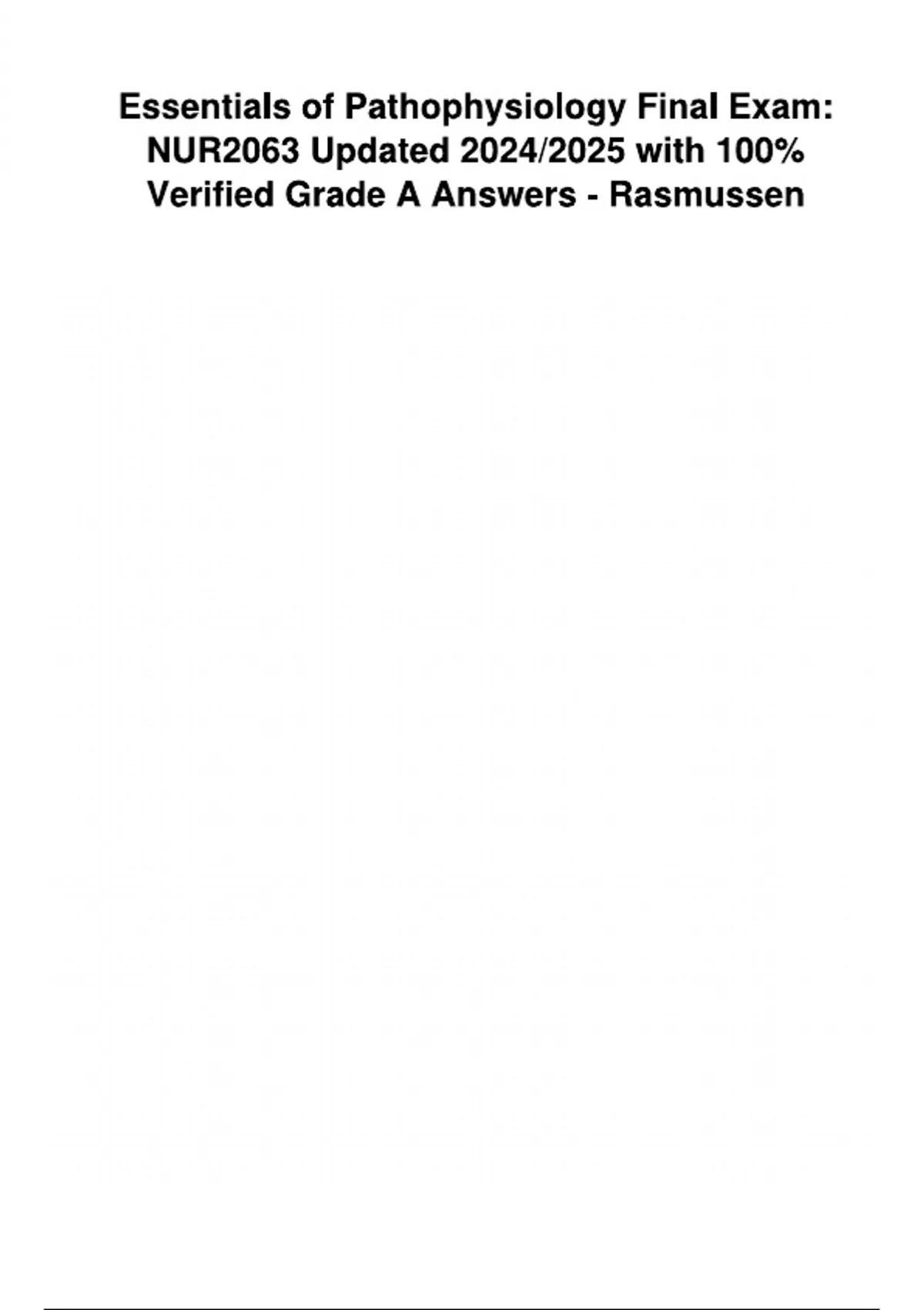 Essentials of Pathophysiology Final Exam NUR2063 Questions with 100% ...
