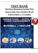 TEST BANK For Operations and Supply Chain Management, 11th Edition by Roberta S. Russell, Bernard W. Taylor,ISBN;  9781119905677 Verified Chapters 1 - 17 Covered, Complete Guide A+||NEWEST VERSION||.