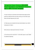 Congenital Heart Defects 2024&sol;2025  Exam Questions and Detailed Answers &vert;  Get it 100&percnt; Correct Answers 