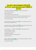 Nsg 204 Critical Thinking UPDATED   ACTUAL  Exam Questions and CORRECT  Answers
