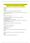 Final Exam for electrical wiring complete questions and answers &vert; solved
