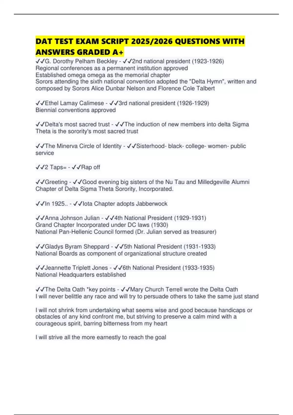 DAT TEST EXAM SCRIPT 2025/2026 QUESTIONS WITH ANSWERS GRADED A+ - DAT ...