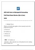 ACG 2071 Intro to Managerial Acct &lpar;UF&rpar; Full Finals Exam Review 2025 &lpar;With Solns&rpar;