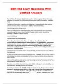 BBH 452 Exam Questions With Verified Answers 