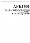 AFK1501 Work Order 2 (COMPLETE ANSWERS) Semester 1 2025 - Starting date April 4, 2025