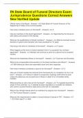 PA State Board of Funeral Directors Exam&colon; Jurisprudence Questions Correct Answers New Verified Update