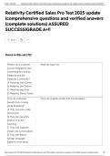 Relativity Certified Sales Pro Test 2025 update &vert;comprehensive questions and verified answers &lpar;complete solutions&rpar; ASSURED SUCCESS&vert;GRADE A&plus;&excl;&excl;