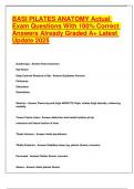 BASI PILATES ANATOMY Actual Exam Questions With 100- Correct Answers Already Graded A&plus; Latest