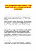 CALIFORNIA CEMETERY MANAGER EXAM QUESTIONS WITH CORRECT ANSWERS LATEST 2025