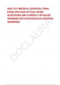 NUR 1211 MEDICAL SURGICAL FINAL EXAM 2025-2026 ACTUAL EXAM QUESTIONS AND CORRECT DETAILED ANSWERS WITH RATIONALES &lpar;VERIFIED ANSWERS&rpar;