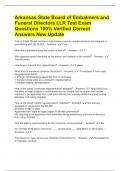 Arkansas State Board of Embalmers and Funeral Directors LLR Test Exam Questions 100&percnt; Verified Correct Answers New Update