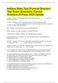 Indiana State Test &lpar;Funeral Director&rpar; Test Exam Questions Correct Answers &lpar;A Pass&rpar; 2025 Update
