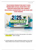 TELEVISION PRODUCTION NOCTI 2025&vert;  BRAND NEW ACTUAL EXAM WITH 100&percnt;  VERIFIED QUESTIONS AND CORRECT  SOLUTIONS&vert; GUARANTEED VALUE PACK&vert; ACE  YOUR GRADES&period; 