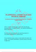 PA APPRAISAL LICENSE 16-20 AUTO PHYSICAL DAMAGE EXAM &vert;GUARANTEED ACCURATE ANSWERS