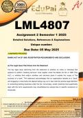 LML4807 Assignment 2 (COMPLETE ANSWERS) Semester 1 2025  - DUE 5 May 2025
