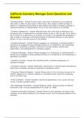 California Cemetery Manager Exam Questions and Answers 