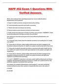 HAPP 452 Exam 1 Questions With Verified Answers 