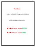 Test Bank for Analysis for Financial Management 13th Edition by Robert C&period; Higgins&comma; Chapter 1-9