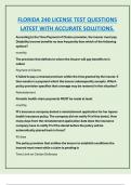 FLORIDA 240 LICENSE TEST QUESTIONS  LATEST WITH ACCURATE SOLUTIONS