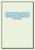 GMGT 1010 (Business and Society)  FINAL EXAM 2 NOTES TO ACE  YOUR EXAM UNIVERSITY OF  MANITOBA. 