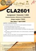 CLA2601 Assignment 1 &lpar;COMPLETE ANSWERS&rpar; Semester 1 2025 &lpar;770912&rpar; - DUE 7 April 2025