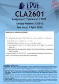 CLA2601 Assignment 1 &lpar;ANSWERS&rpar; Semester 1 2025 - DISTINCTION GUARANTEED