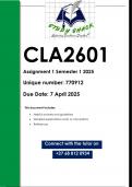 CLA2601 Assignment 1 &lpar;QUALITY ANSWERS&rpar; Semester 1 2025