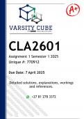 CLA2601 Assignment 1 (DETAILED ANSWERS) Semester 1 2025 - DISTINCTION GUARANTEED