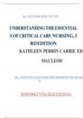 Test Bank - Understanding the Essentials of Critical Care Nursing&comma; 3rd Edition by Kathleen Perrin
