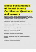 Elanco Fundamentals of Animal Science Certification Questions and answers