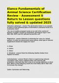 Elanco Fundamentals of Animal Science Certification Review - Assessment II Return to Lesson questions withh complete verified solutions already graded A&plus;