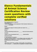Elanco Fundamentals of Animal Science Certification Review exam questions  and answers