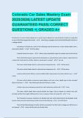 Colorado Car Sales Mastery Exam 2025&sol;2026&vert; LATEST UPDATE GUARANTEED PASS&vert; CORRECT QUESTIONS &plus;&vert; GRADED A&plus;