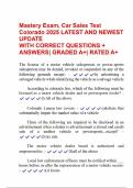 Mastery Exam&comma; Car Sales Test Colorado 2025 LATEST AND NEWEST UPDATE WITH CORRECT QUESTIONS &plus; ANSWERS&vert; GRADED A&plus;&vert; RATED A&plus;